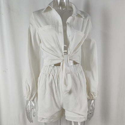 Ensemble 2 pièces pour femme avec chemise et short