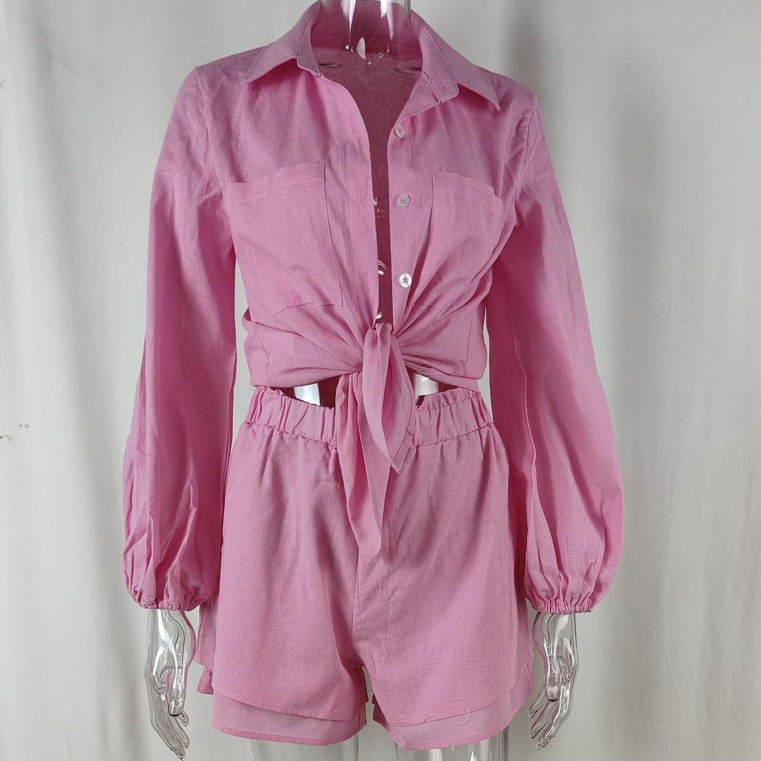 Ensemble 2 pièces pour femme avec chemise et short
