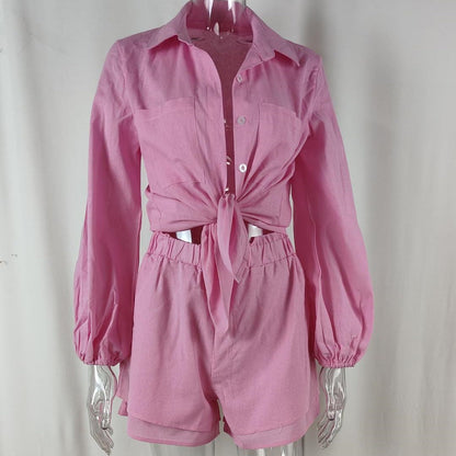 Ensemble 2 pièces pour femme avec chemise et short