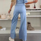 Ensemble 2 pièces composé d'un haut à revers uni et d'un pantalon à jambes larges