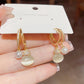 Boucles d'Oreilles en Pierre d'Œil de Chat et Perle