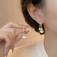 Boucles d'Oreilles en Pierre d'Œil de Chat et Perle