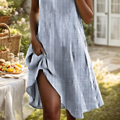 Robe décontractée à imprimé et col en V pour femme