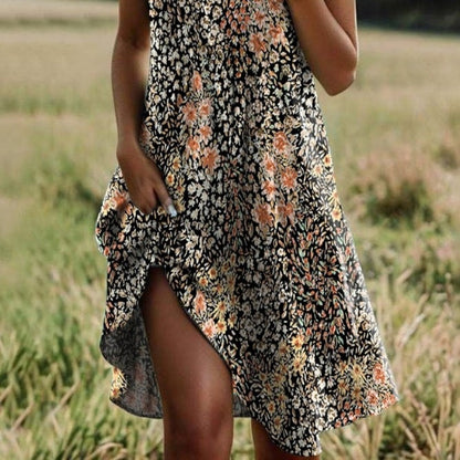 Robe décontractée à imprimé et col en V pour femme