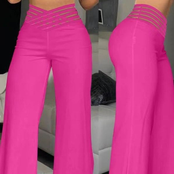 🍃Pantalon décontracté à taille haute et jambes larges pour femme