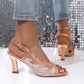 Talons aiguilles en maille et strass pour femmes
