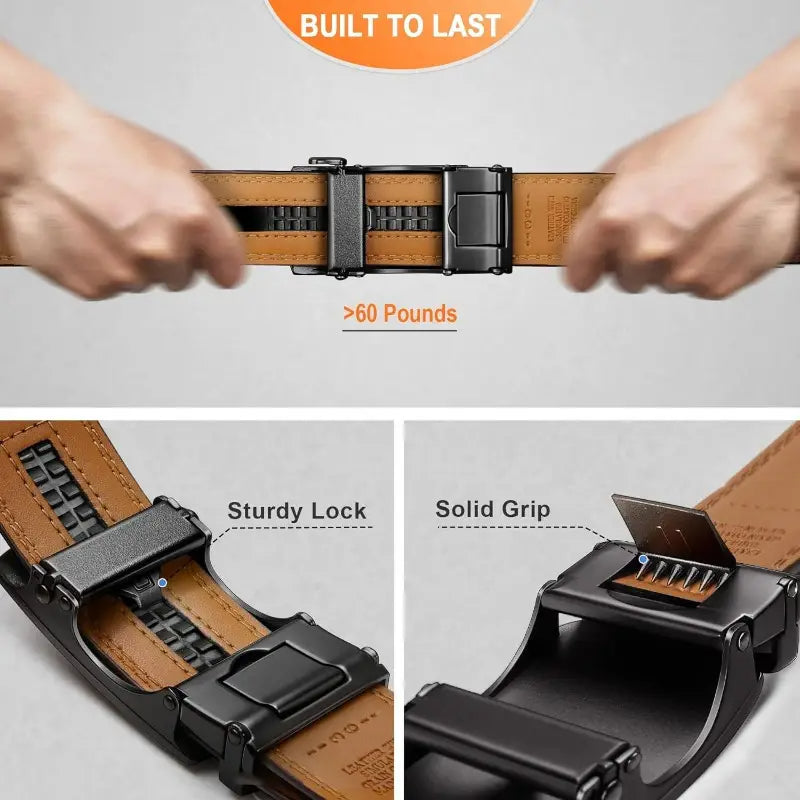 ✨️Idéal pour la fête des pères🎁 Ceinture à cliquet en cuir avec boucle réglable💼