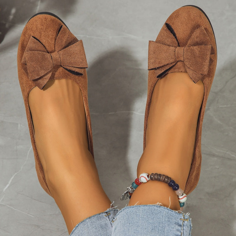 Mocassins à Talon Compensé avec Nœud Décoratif