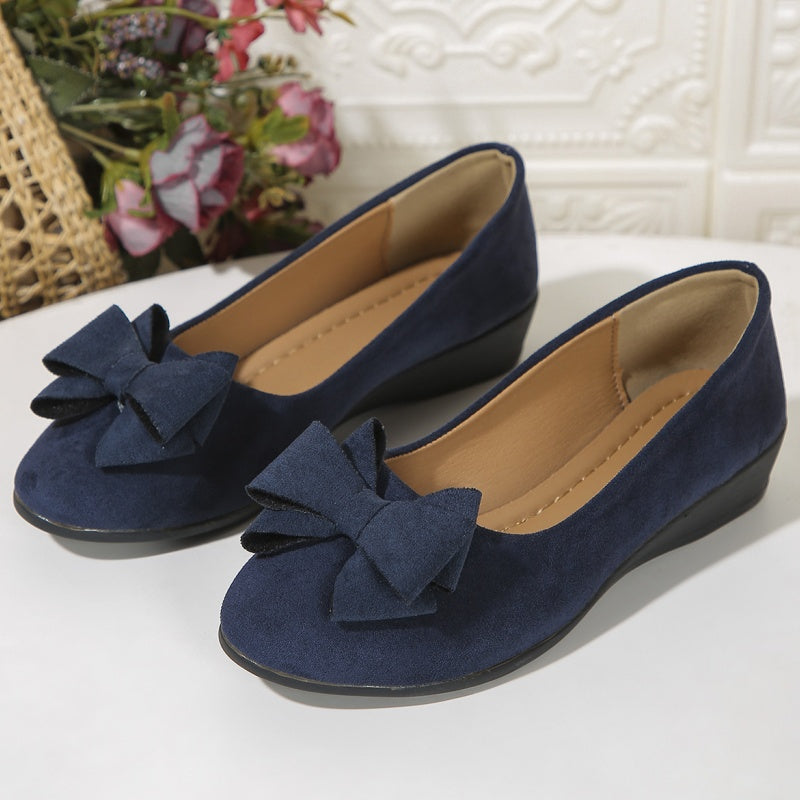 Mocassins à Talon Compensé avec Nœud Décoratif