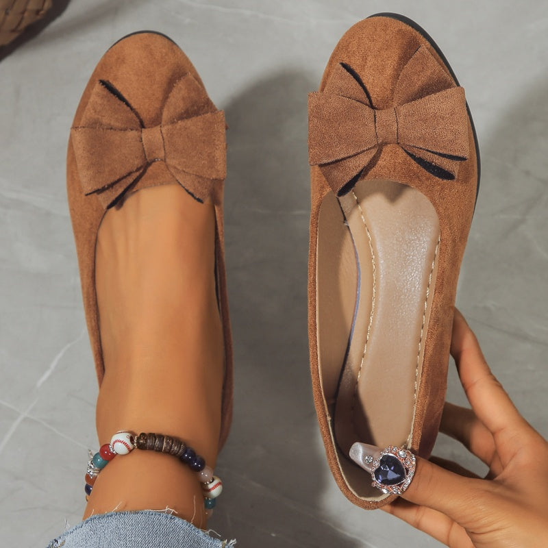 Mocassins à Talon Compensé avec Nœud Décoratif