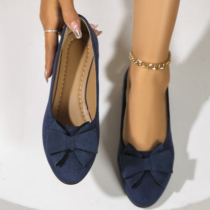 Mocassins à Talon Compensé avec Nœud Décoratif