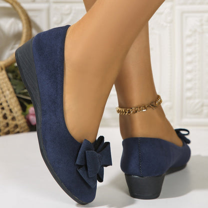 Mocassins à Talon Compensé avec Nœud Décoratif