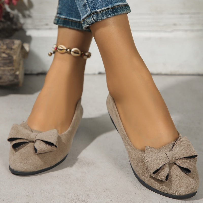 Mocassins à Talon Compensé avec Nœud Décoratif
