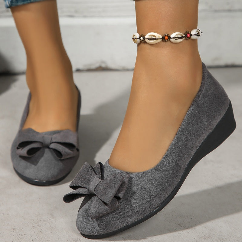 Mocassins à Talon Compensé avec Nœud Décoratif