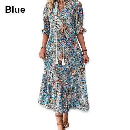 🌸Nouveautés du printemps💐 Robe florale d'été à col en V pour femmes