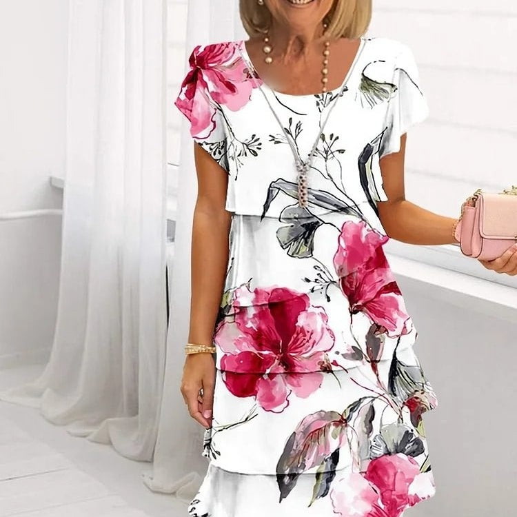 ✨️Nouveau produit✨️Robe en cascade à imprimé floral multi-végétal