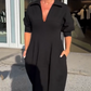 👗Remise de printemps 50%🔥Robe midi à col en V pour femme avec col