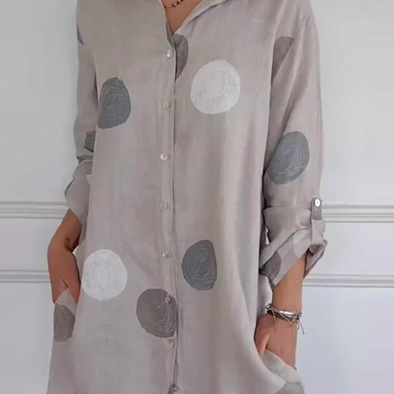 Les femmes disent que la robe chemise boutonnée imprimée est décontractée