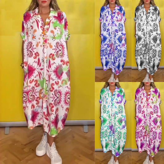 🔥Robe femme ajustée avec imprimé et poches