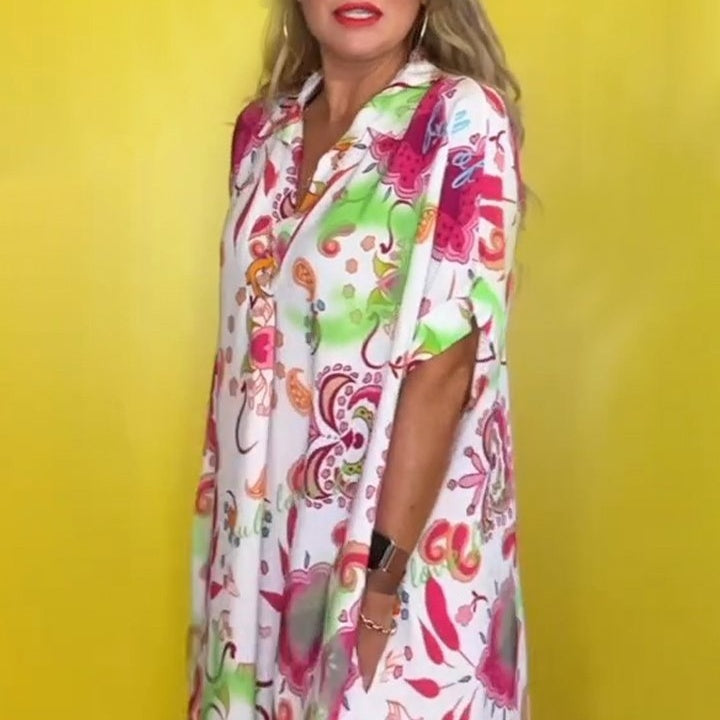 🔥Robe femme ajustée avec imprimé et poches