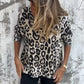 T-shirt stretch col rond imprimé léopard pour femme