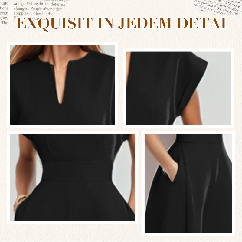 50%Rabatt🔥Damen-Jumpsuit mit V-Ausschnitt, kurzen Ärmeln und weitem Bein