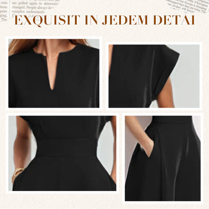 50%Rabatt🔥Damen-Jumpsuit mit V-Ausschnitt, kurzen Ärmeln und weitem Bein