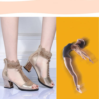 Sandales Décontractées à Bout Ouvert en Maille pour Femmes