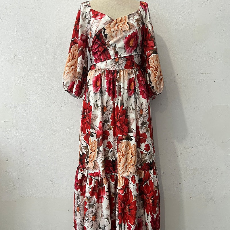🌹 HOT SALE 49% OFF 🌹 Femme col V robe plissée imprimée florale ✈️ Livraison gratuite