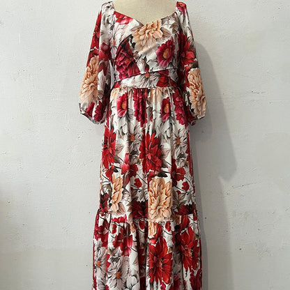 🌹 HOT SALE 49% OFF 🌹 Femme col V robe plissée imprimée florale ✈️ Livraison gratuite