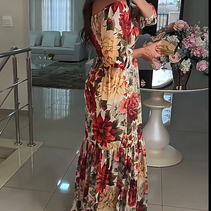 🌹 HOT SALE 49% OFF 🌹 Femme col V robe plissée imprimée florale ✈️ Livraison gratuite