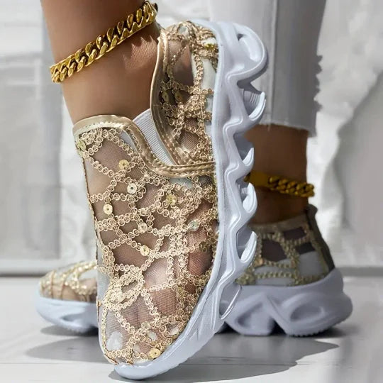 Promotions estivales🌴 Mocassins brodés en maille pour l'été