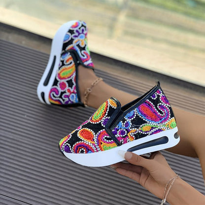 🔥Promotions du début de l'été 🔥Chaussures de sport orthopédiques en maille respirante translucide imprimée à hauteur intérieure pour femmes