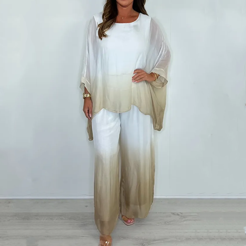 Ensemble top et pantalon ample et fluide Mesh Mix Dip Dye