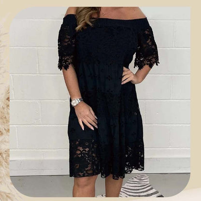 Robe bustier en dentelle ajourée et patchwork pour femme