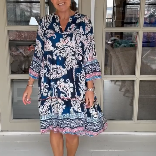 Robe décontractée pour femmes avec col en V et motif floral