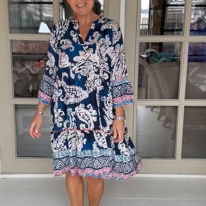 Robe décontractée pour femmes avec col en V et motif floral