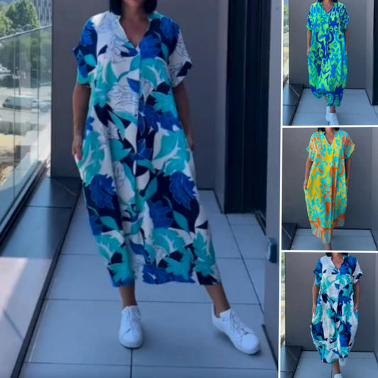 ✨Casual élégant imprimé V - cou robe pour les femmes(🔥50% de réduction)
