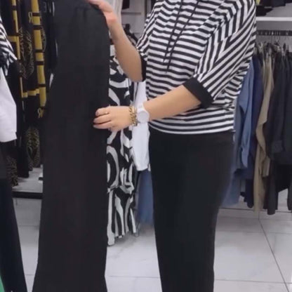💥Dernier jour 50% de réduction💥Ensemble pour femme composé d'un haut rayé et d'un pantalon uni