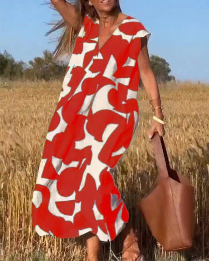 🔥Robe décontractée pour femme avec des blocs de couleurs géométriques