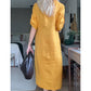 🌸NOUVELLE VENTE CHAUDE✨Robe longue boutonnée à fente latérale pour femme