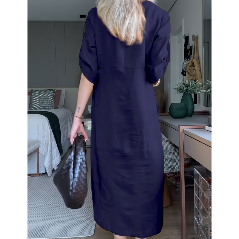 🌸NOUVELLE VENTE CHAUDE✨Robe longue boutonnée à fente latérale pour femme