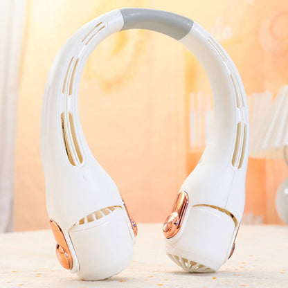 🔥🌪️🍃 VENTE CLIMATISEUR PORTABLE – Ventilateur de Cou à Faible Bruit, Rotatif 360° & Autonomie Longue (Blanc/Rose)
