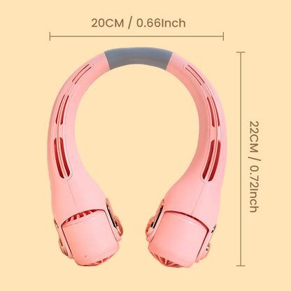 🔥🌪️🍃 VENTE CLIMATISEUR PORTABLE – Ventilateur de Cou à Faible Bruit, Rotatif 360° & Autonomie Longue (Blanc/Rose)