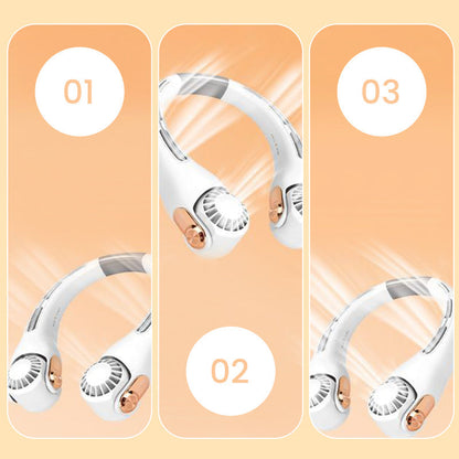 🔥🌪️🍃 VENTE CLIMATISEUR PORTABLE – Ventilateur de Cou à Faible Bruit, Rotatif 360° & Autonomie Longue (Blanc/Rose)