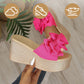 Chaussons pour femmes avec nœud et semelle épaisse