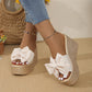 Chaussons pour femmes avec nœud et semelle épaisse