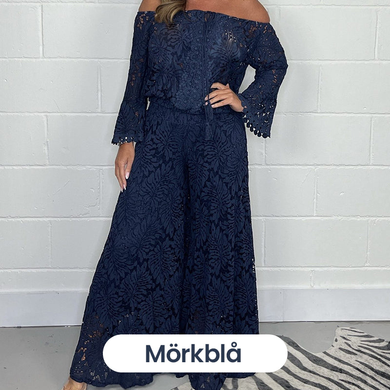⏰ Nouvelle vente chaude 52% de réduction 🎀 Ensemble élégant haut en dentelle et pantalon large - un style sans effort en un seul look !