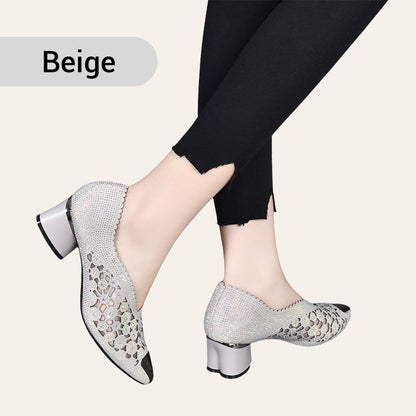👠Nouveaux produits 2025🏆Sandales en maille creuse avec strass et talons hauts(53% de réduction)