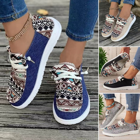 Chaussures en toile décontractées pour femme, à motifs ethniques